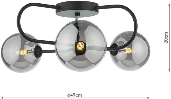 Dar Lighting modern mennyezeti lámpa eissa matt fekete dareis5322