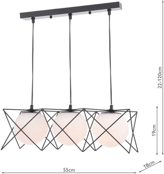 Dar Lighting modern függeszték dreyson fehér matt fekete dardre0322