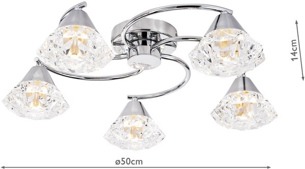 Dar Lighting glamour modern mennyezeti lámpa dilys csiszolt króm dardil5450