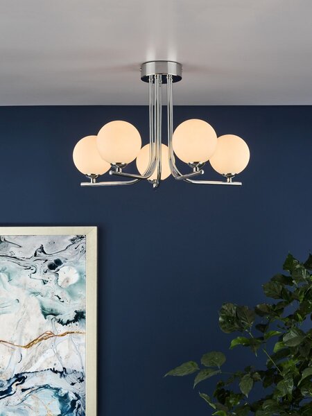 Dar Lighting modern mennyezeti lámpa cradle fehér csiszolt króm darcra5450-02