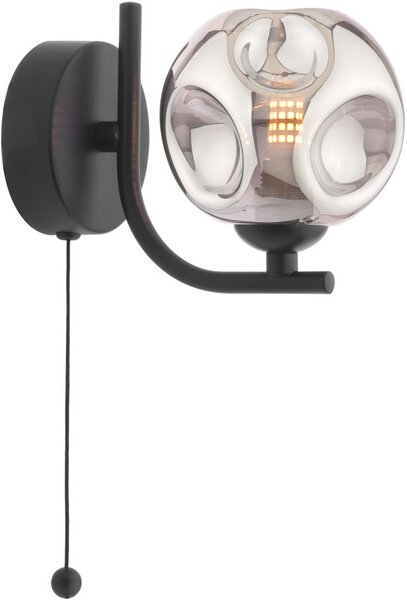 Dar Lighting modern fali lámpa cradle matt fekete füstös darcra0722-28