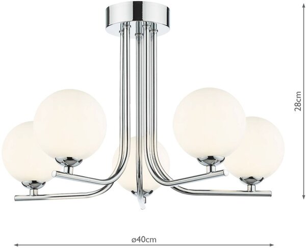 Dar Lighting modern mennyezeti lámpa cradle fehér csiszolt króm darcra5450-02