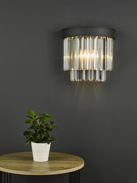 Dar Lighting glamour kristály modern fali lámpa celeus matt fekete darcel0922