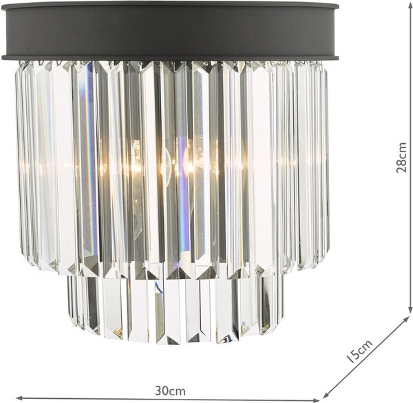 Dar Lighting glamour kristály modern fali lámpa celeus matt fekete darcel0922