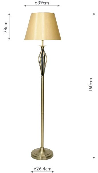 Dar Lighting glamour állólámpa bybliss antik sárgaréz darbyb4975
