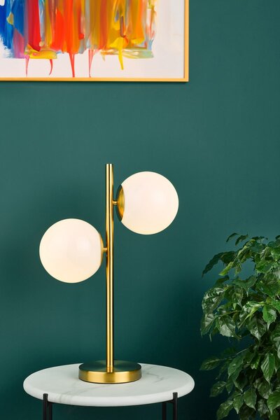 Dar Lighting modern asztali lámpa bombazine fehér sárgaréz darbom4235