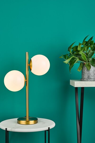 Dar Lighting modern asztali lámpa bombazine fehér sárgaréz darbom4235