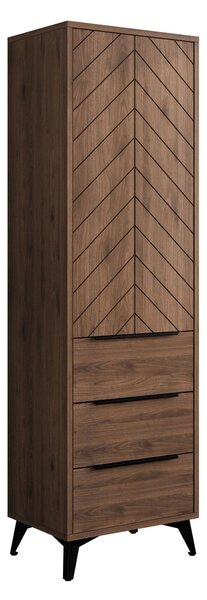 Könyvespolc Comfivo Citrus III, Zárt, Fiókokkal, Ajtókkal, Közepes sűrűségű farostlemez, Laminált forgácslap, 180x54x40cm, Dió