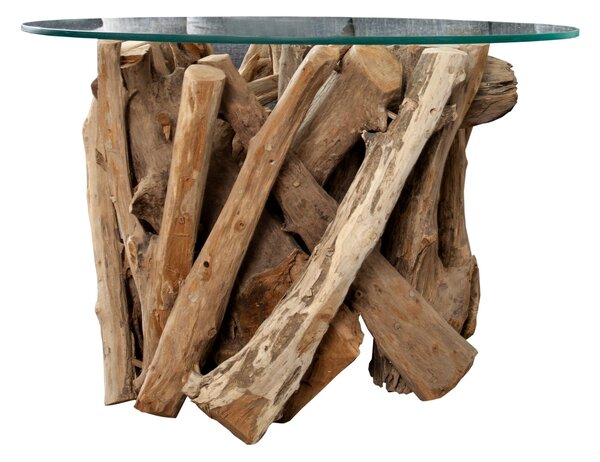 NATURE LOUNGE tikfa dohányzóasztal, 50cm, talapzat, üveglap nélkül