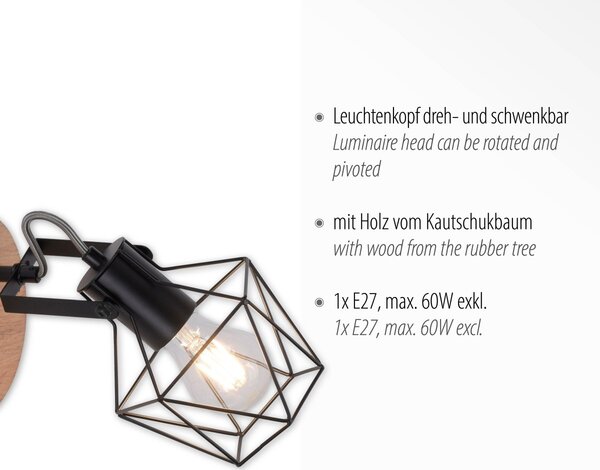 Paul Neuhaus loft fali lámpa jaro fekete fa pln15671-78