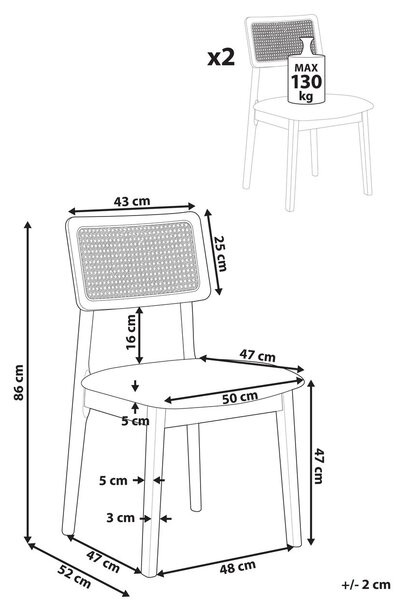 Étkezőszék kétdarabos szettben EMBAR Keményfa Világosbarna/ világosbézs