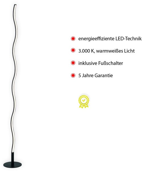 Paul Neuhaus modern állólámpa wave fekete pln15168-18