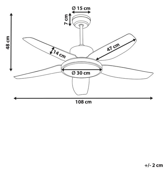 Mennyezeti ventilátor világítással LOUVET Távirányítóval LED Fekete