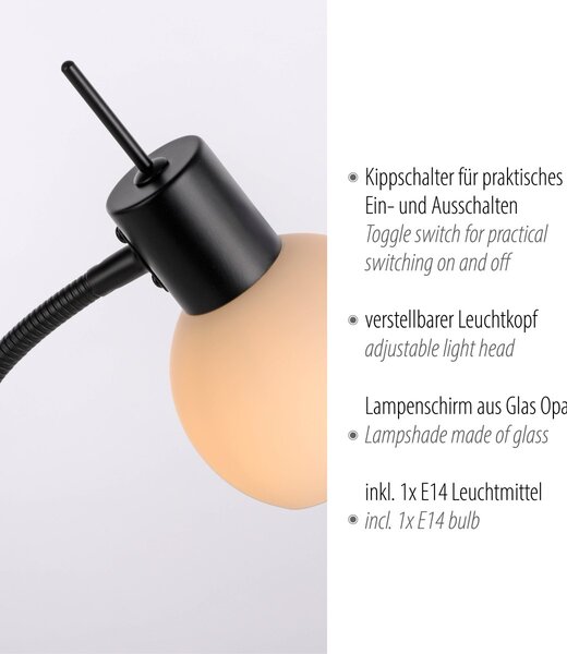 Paul Neuhaus modern asztali lámpa loki fekete pln12156-18