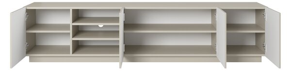 Asha RTV szekrény 200 cm - kasmír, bordázott előlap és nyitott polc