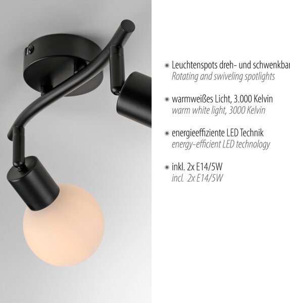 Paul Neuhaus modern spot lámpa loki fekete pln12151-18