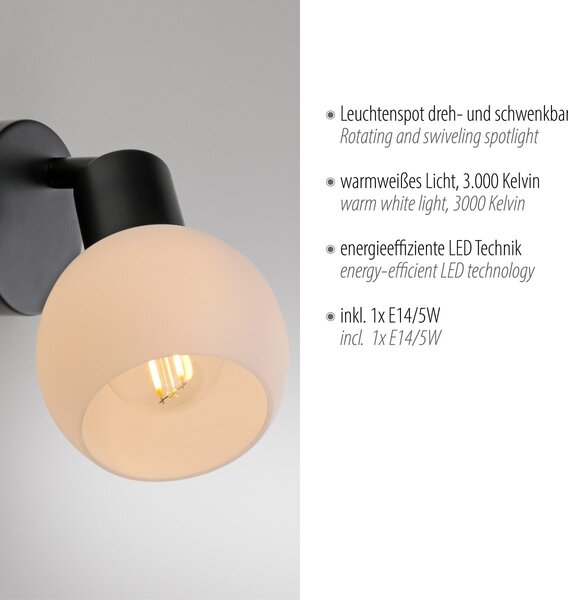 Paul Neuhaus modern spot lámpa loki fekete pln12150-18