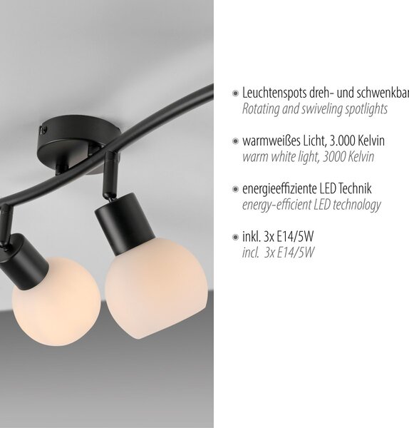 Paul Neuhaus modern spot lámpa loki fekete pln12152-18
