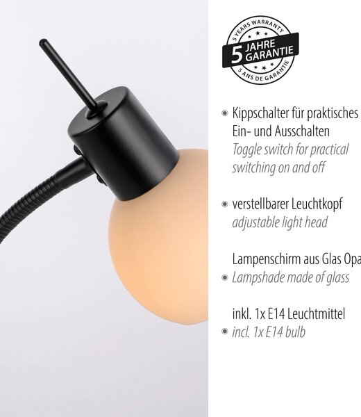 Paul Neuhaus modern asztali lámpa loki fekete pln12156-18