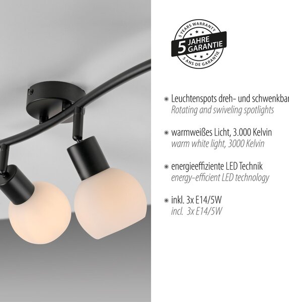 Paul Neuhaus modern spot lámpa loki fekete pln12152-18