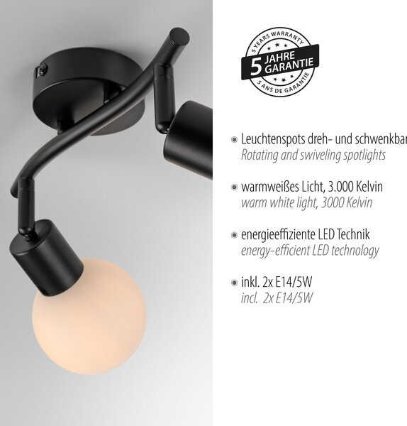 Paul Neuhaus modern spot lámpa loki fekete pln12151-18