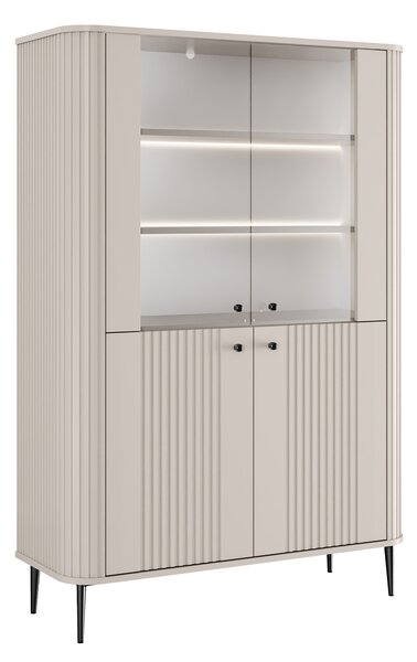 Vesper négyajtós vitrines szekrény 103 cm - kasmír / fekete lábak