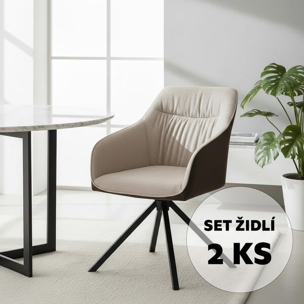 Avenberg LARO Étkezőszék szett - 2db, forgó, bézs-barna