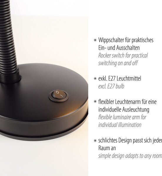 Paul Neuhaus modern asztali lámpa flexi fekete pln11080-18