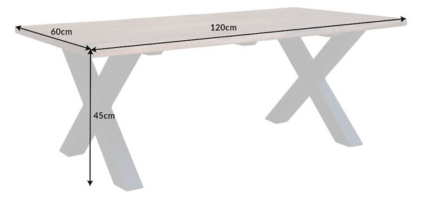 MAMMUT akác dohányzóasztal 120cm, X-lábak, 25mm asztallap, méz színű