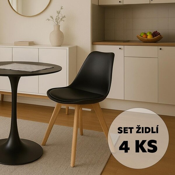 AVENBERG SKANDI 4db Étkezőszék - szett, fekete