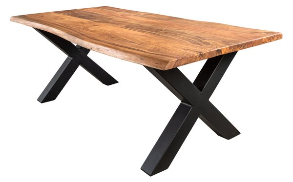 MAMMUT akác dohányzóasztal 120cm, X-lábak, 25mm asztallap, méz színű
