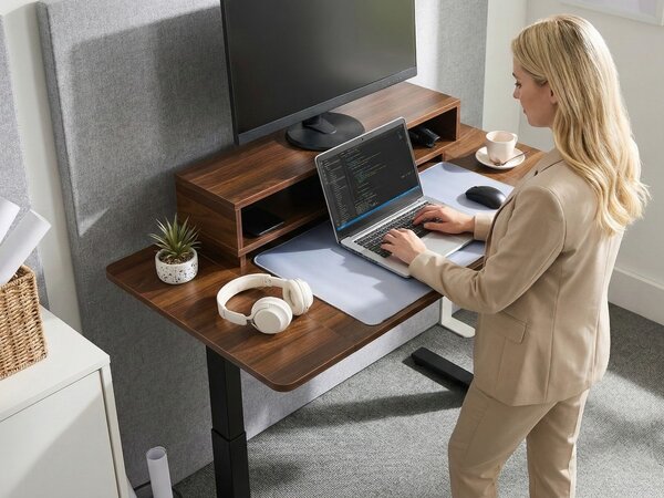 Elektromosan állítható asztal LUCAMA Barna/fekete 120 cm 60 cm USB porttal