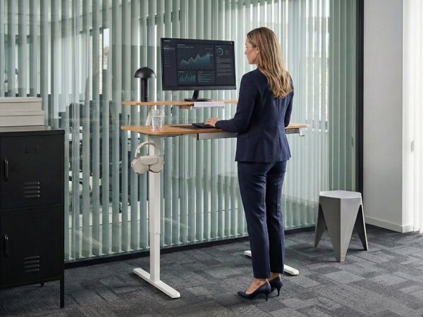 Elektromosan állítható asztal WILBANKS Világosbarna/fehér 120 cm 60 cm USB porttal