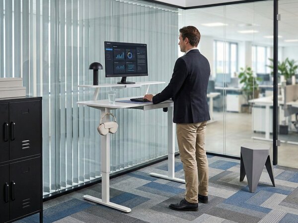 Elektromosan állítható asztal WILBANKS Fehér 120 cm 60 cm USB porttal