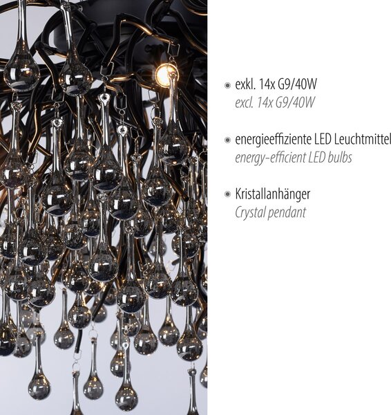 Paul Neuhaus glamour modern mennyezeti lámpa icicle fekete pln8092-18