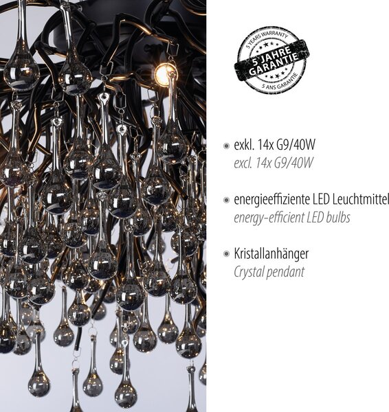 Paul Neuhaus glamour modern mennyezeti lámpa icicle fekete pln8092-18