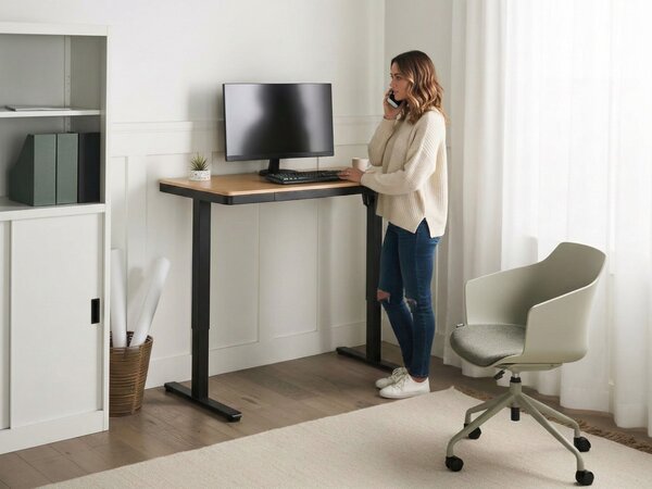 Elektromosan állítható asztal PENLY Fekete/világosbarna 120 cm 60 cm USB porttal