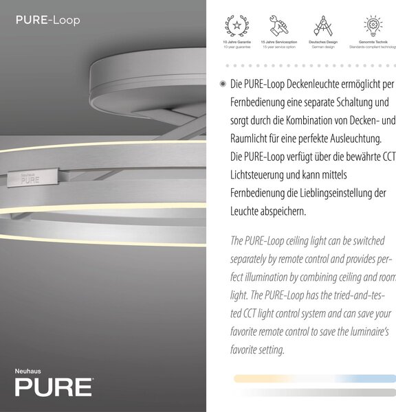 Paul Neuhaus modern mennyezeti lámpa pure loop eloxált alumínium pln6552-95