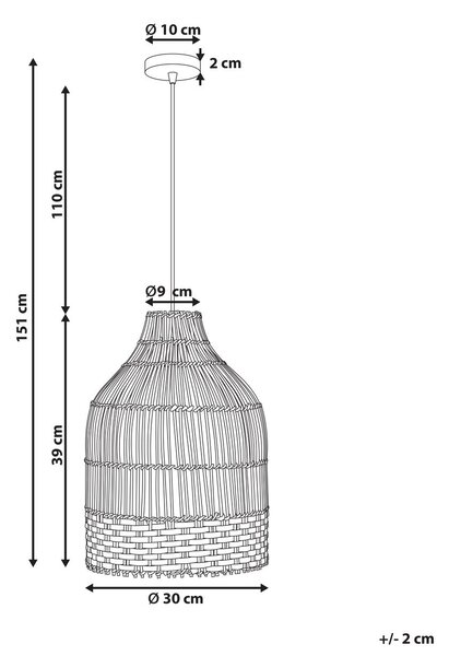 Függőlámpa GILO Rattan Természetes