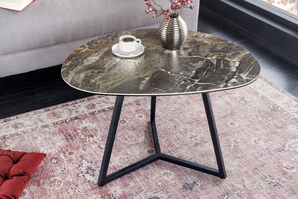 Dohányzóasztal MARVELOUS 70 cm kerámia és márvány taupe