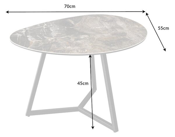 Dohányzóasztal MARVELOUS 70 cm kerámia és márvány taupe