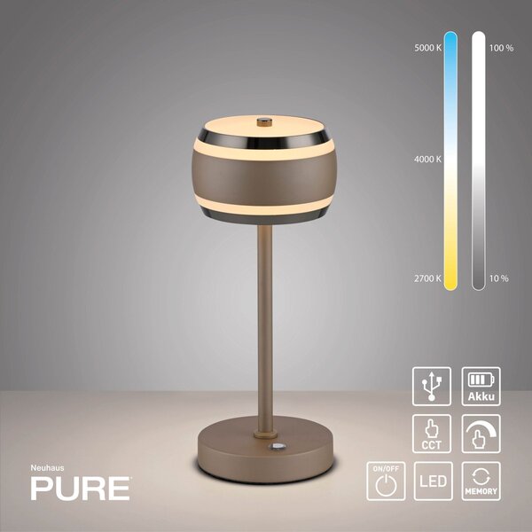 Paul Neuhaus modern asztali lámpa pure falling rings barna króm pln4503-97