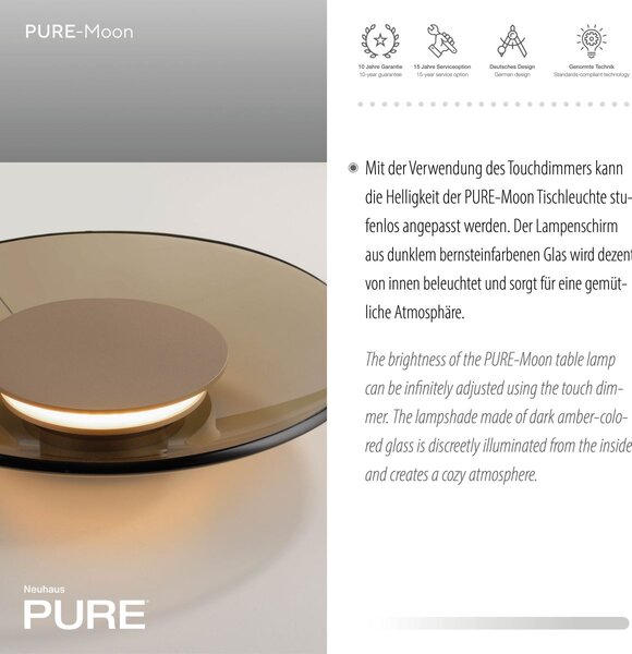 Paul Neuhaus modern asztali lámpa pure moon bézs füstös pln4594-97