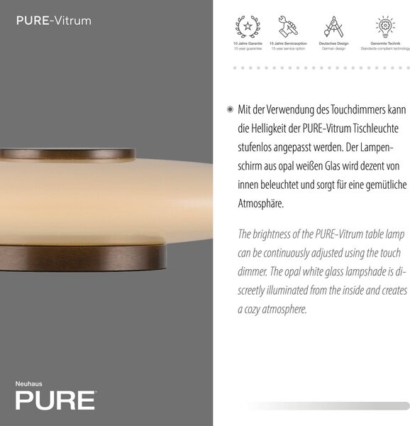 Paul Neuhaus modern asztali lámpa pure vitrum bézs barna pln4080-34