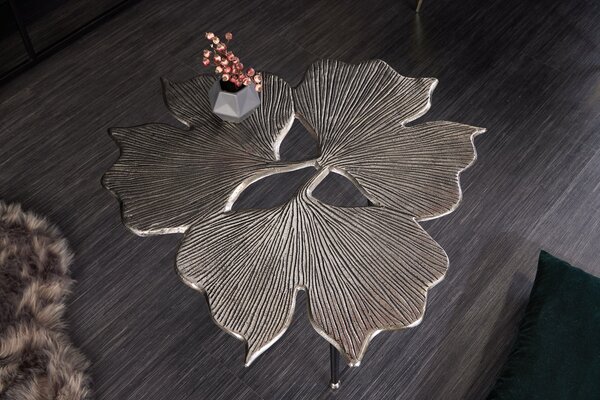 Dohányzóasztal GINKGO LEAVES 75cm ezüst fekete