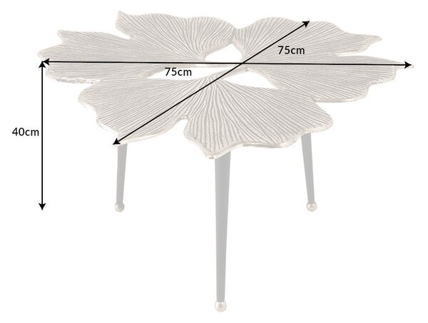 Dohányzóasztal GINKGO LEAVES 75cm ezüst fekete