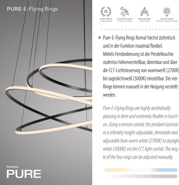Paul Neuhaus modern függeszték pure e-flying rings szürke pln2566-15
