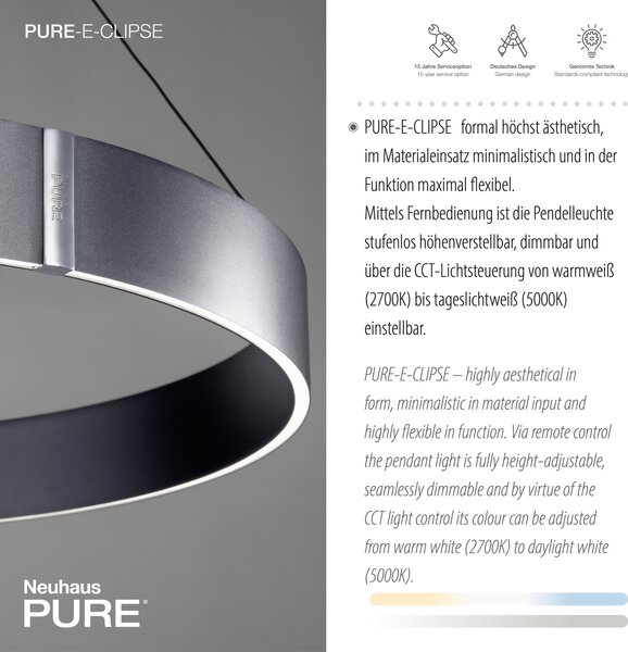Paul Neuhaus modern függeszték pure e-clipse szürke pln2561-15
