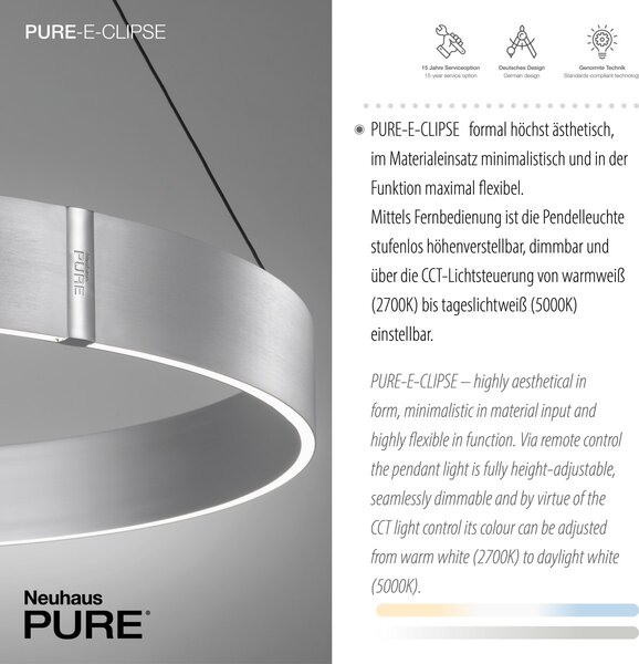 Paul Neuhaus modern függeszték pure e-clipse eloxált alumínium pln2561-95