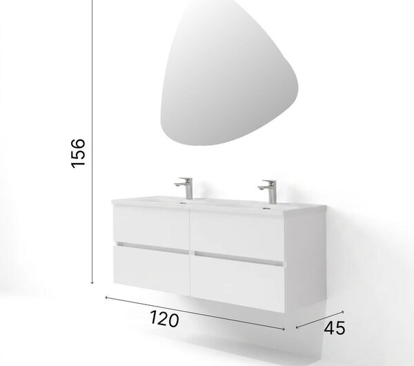 Simple mosdószekrény, fehér, 120 cm – TR263LVS1213